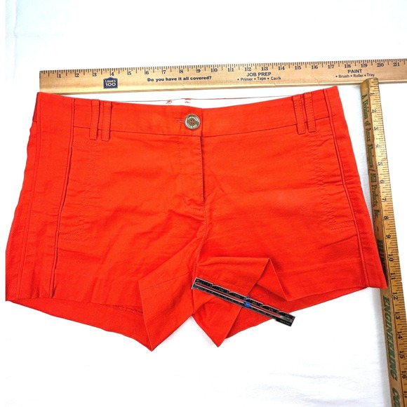 Tory Burch Orange Tailored Shorts Designer Summer Casual Chic Size 10 - Picture 5 of 7